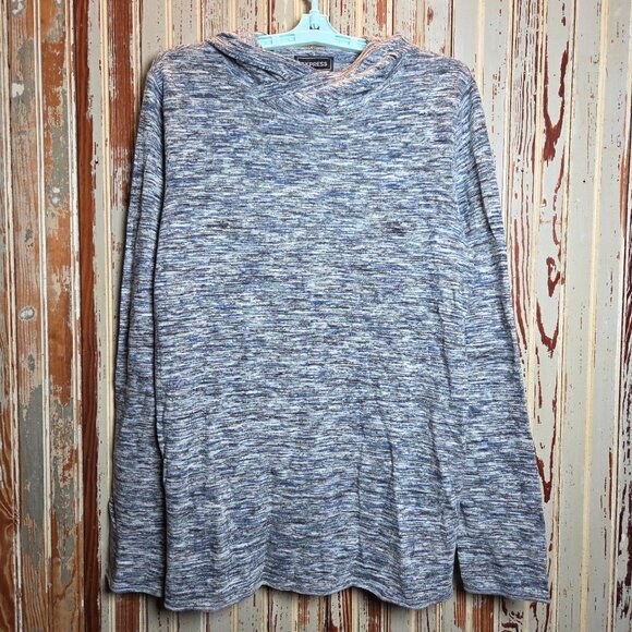 New Express Pullover Hoodie Hooded Long Sleeve Knit Sweater Size M Blue/Gray - Picture 8 of 10
